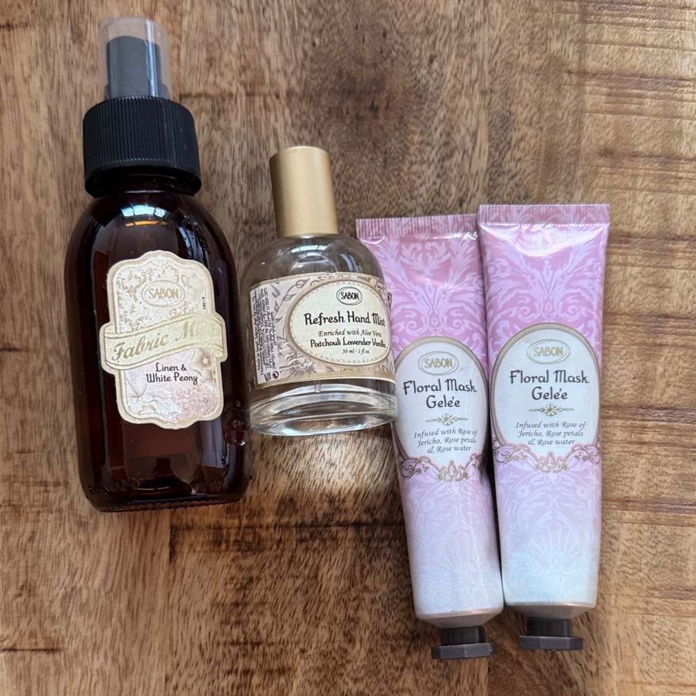 Sabon rose Floral Mask Gelée and Fabric Mist refresh hand mist bundle set NWT